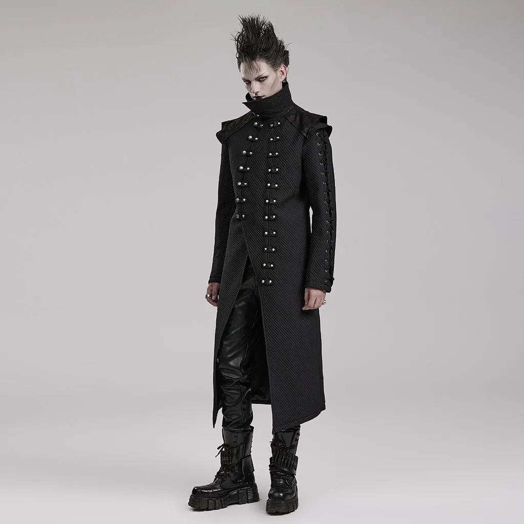 Men's Gothic Stand Collar Splice Strappy Coat