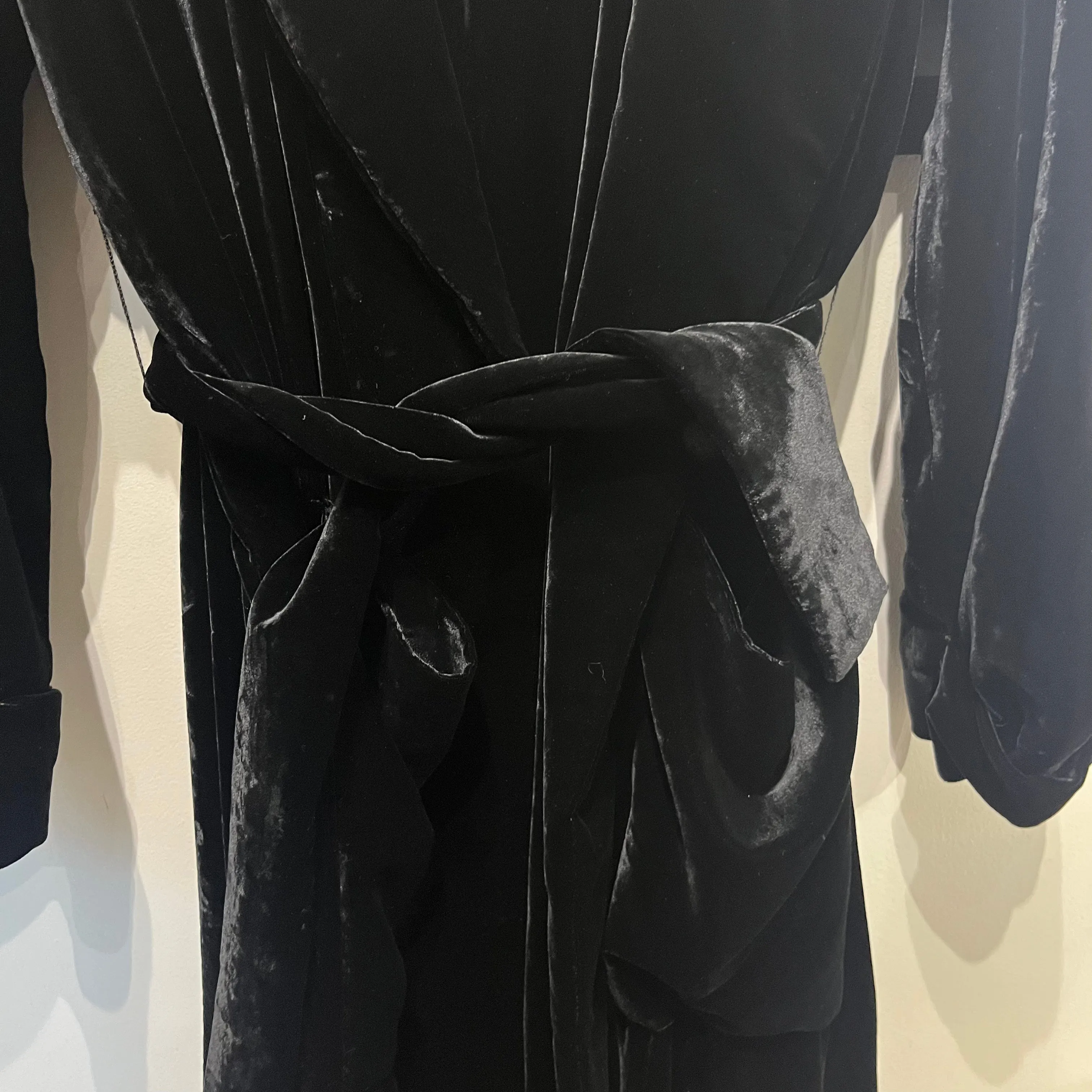 Paco Rabanne Black Silk Velvet Belted Opera Coat XS/S