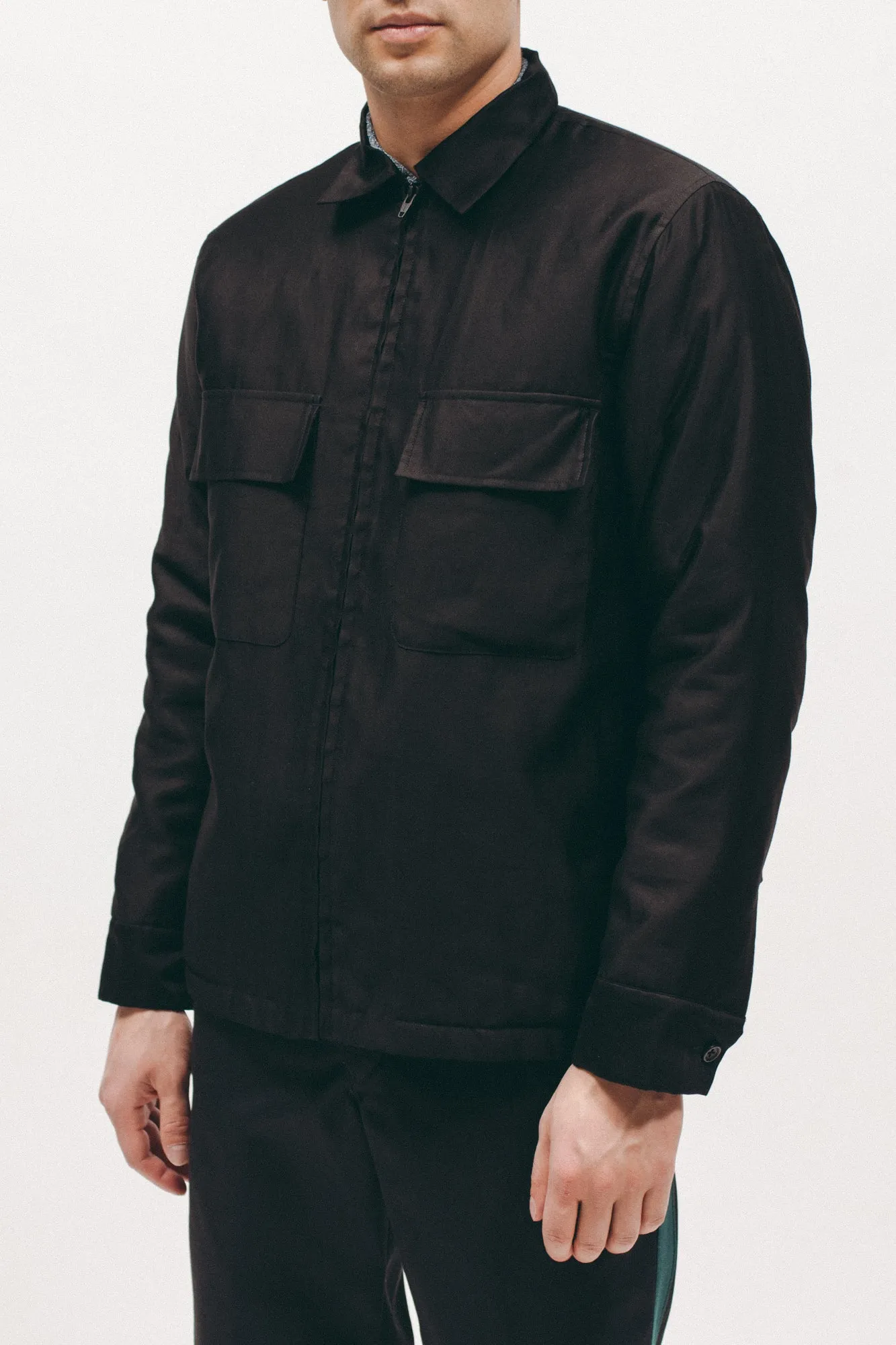 Quilted Moleskin LS Shirt - Black