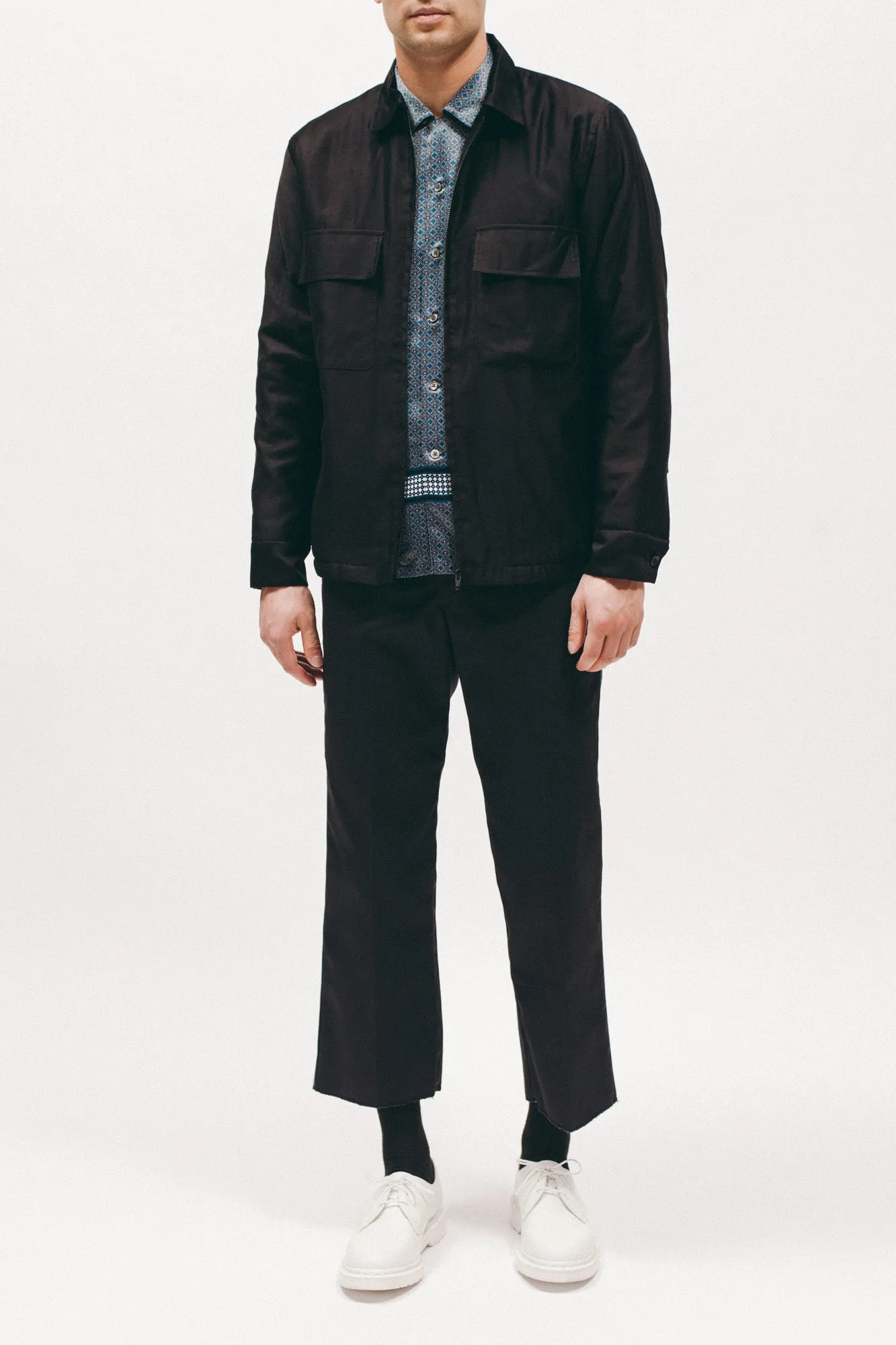 Quilted Moleskin LS Shirt - Black