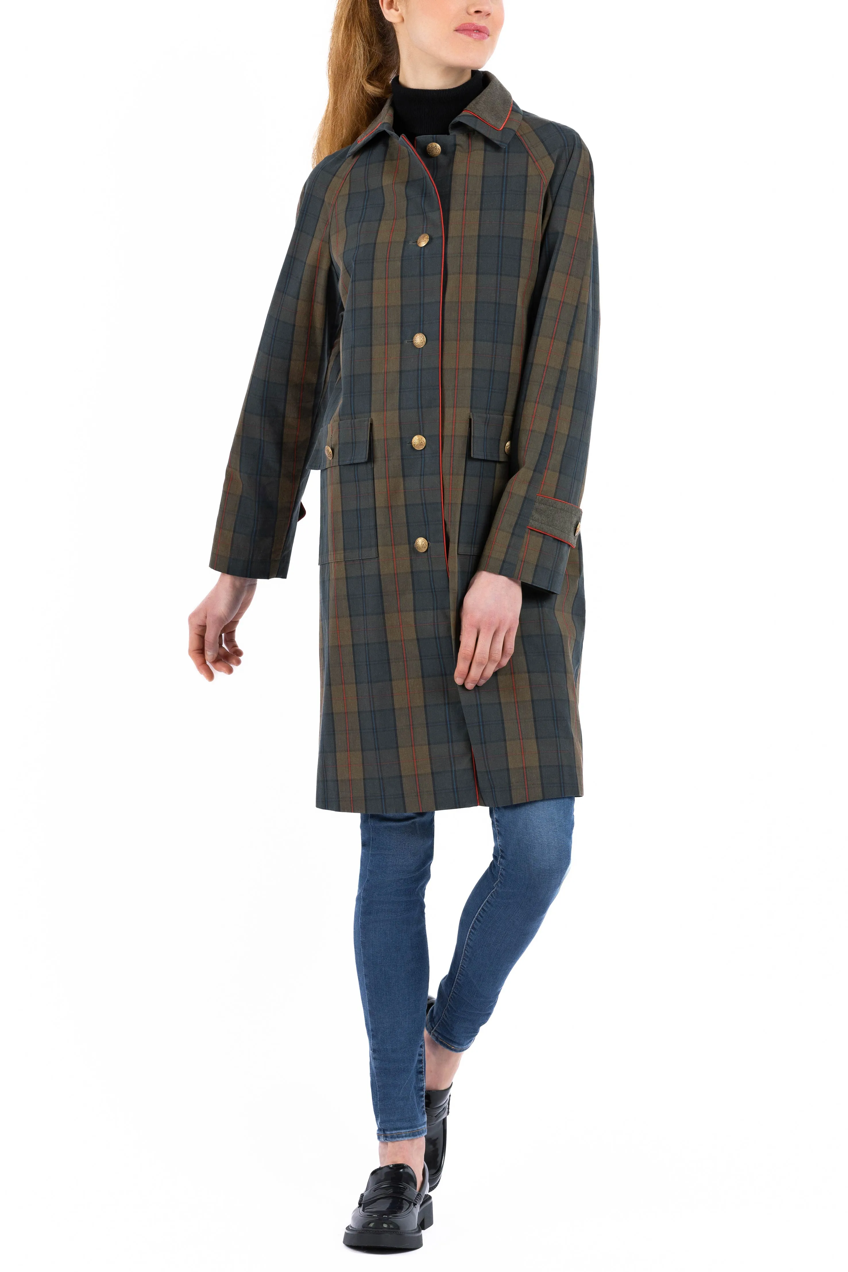 Raglan-Coat from Scottish dry-waxed cotton with Isle of Iona Tartan