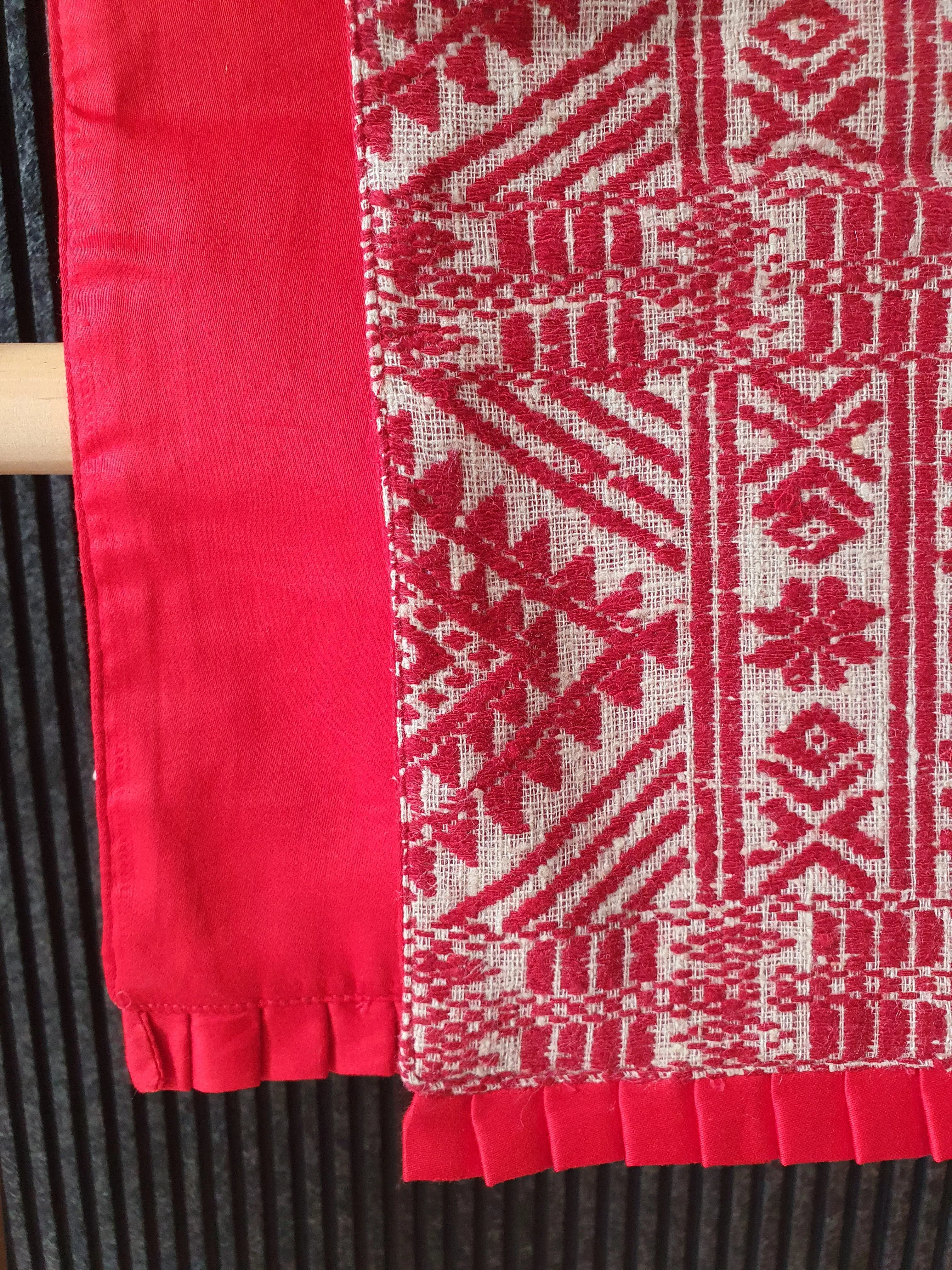 Red Woven Peace Silk Table Runner