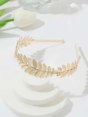 Reriti Fashionable Leaf Decor Headband - Gold