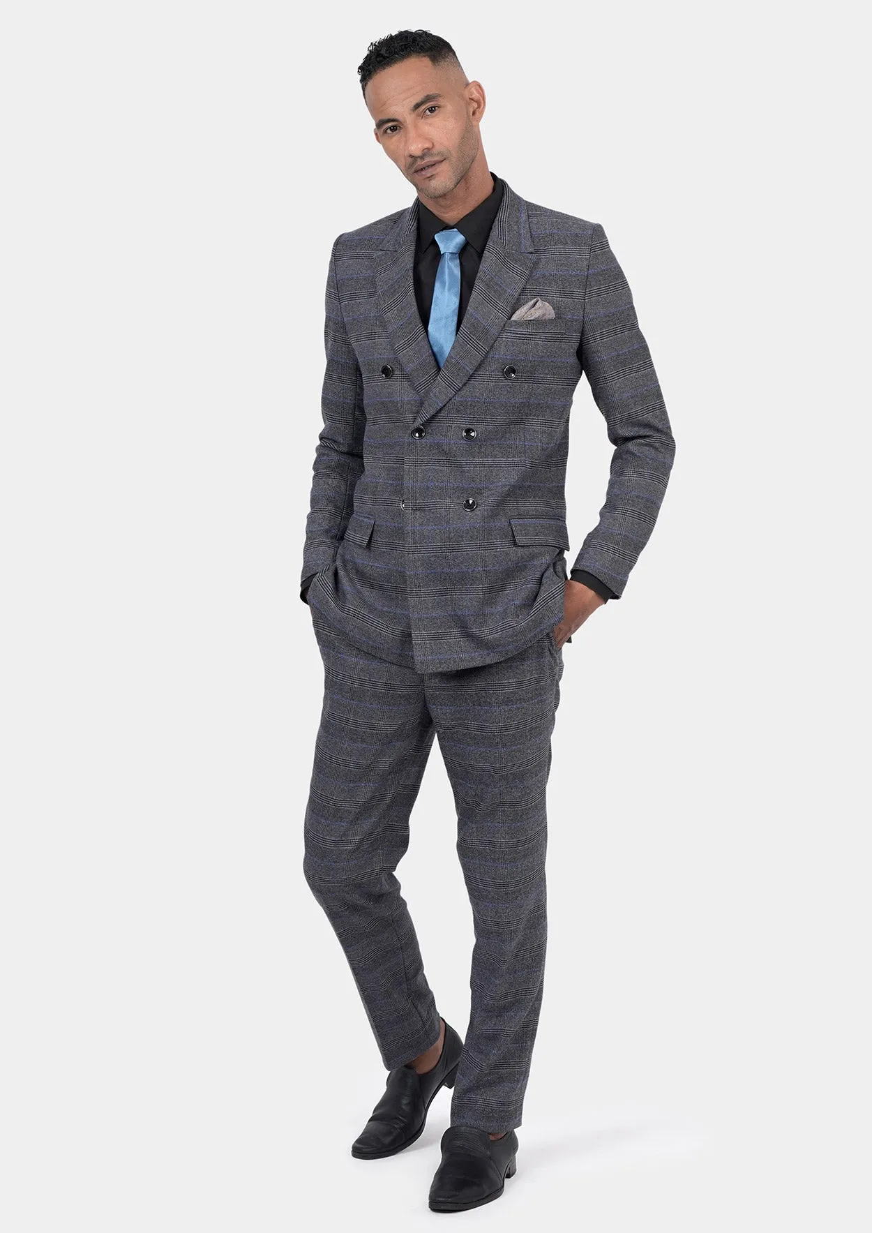 Rockafeller Dark Grey Prince of Wales Suit