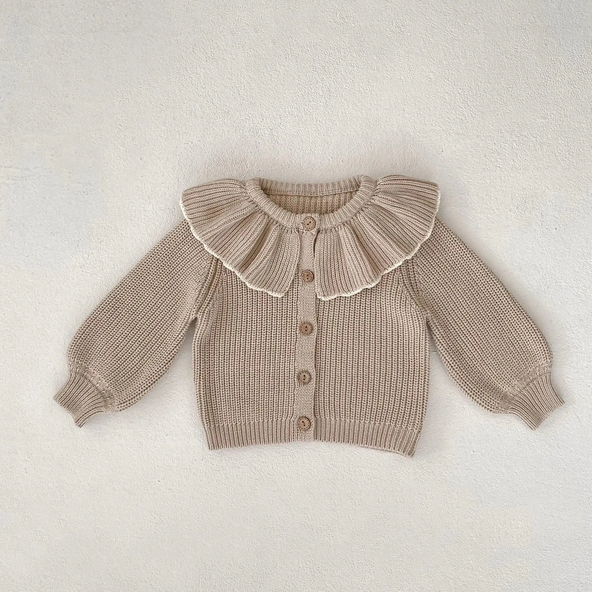 Ruffle Collar Knitted Cardigan