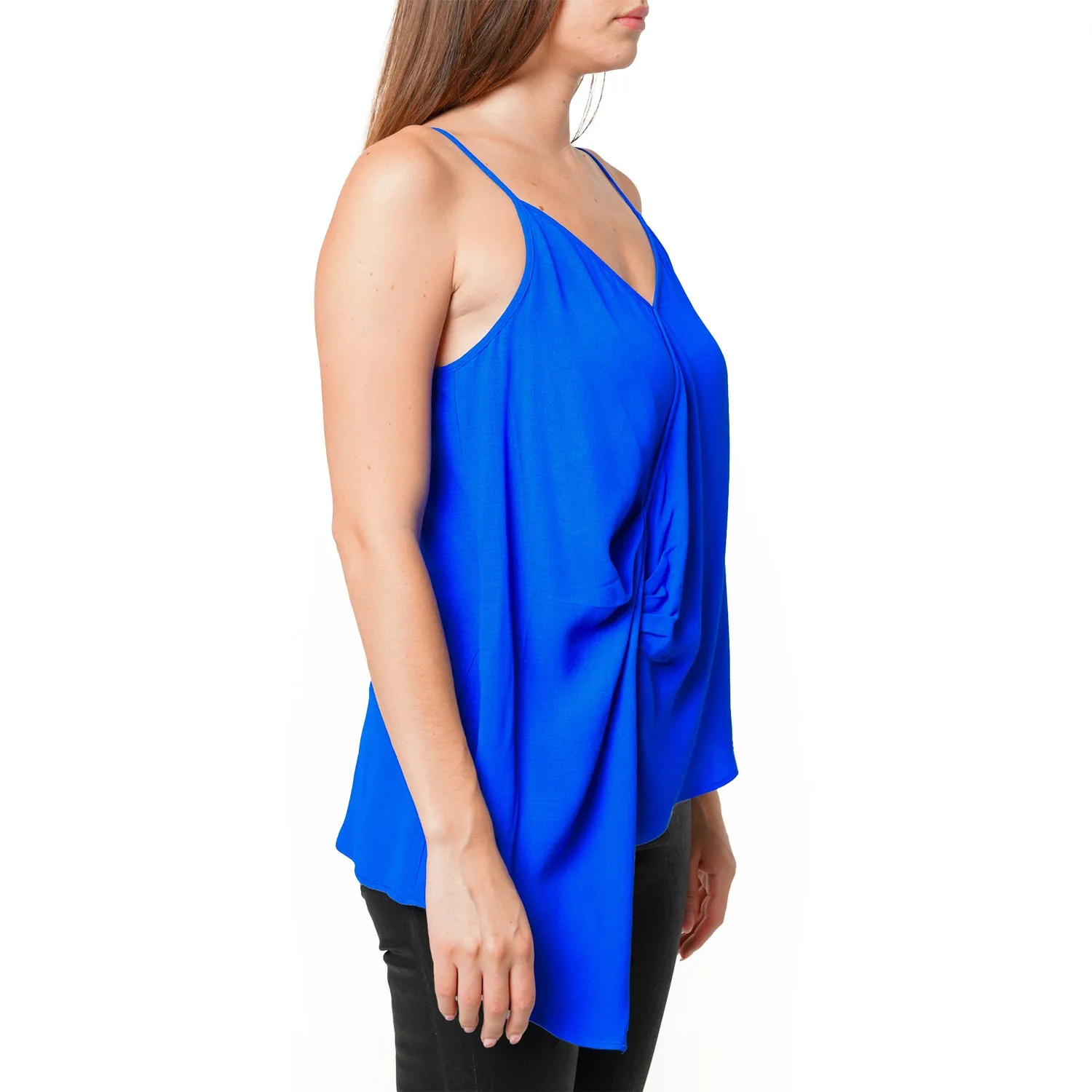 Solid Drape Hem Wrapped Cami in Blue