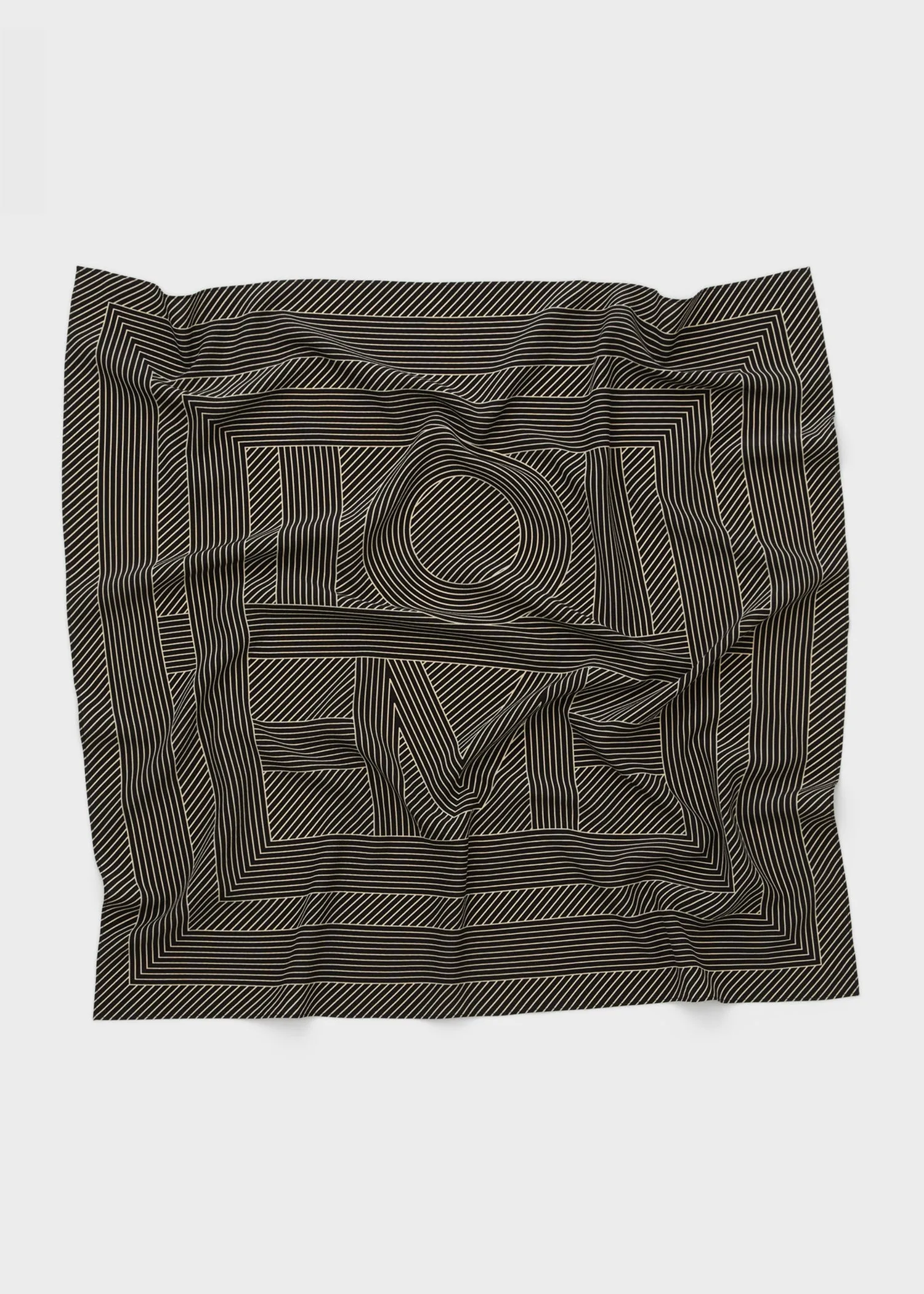 Striped monogram silk scarf black