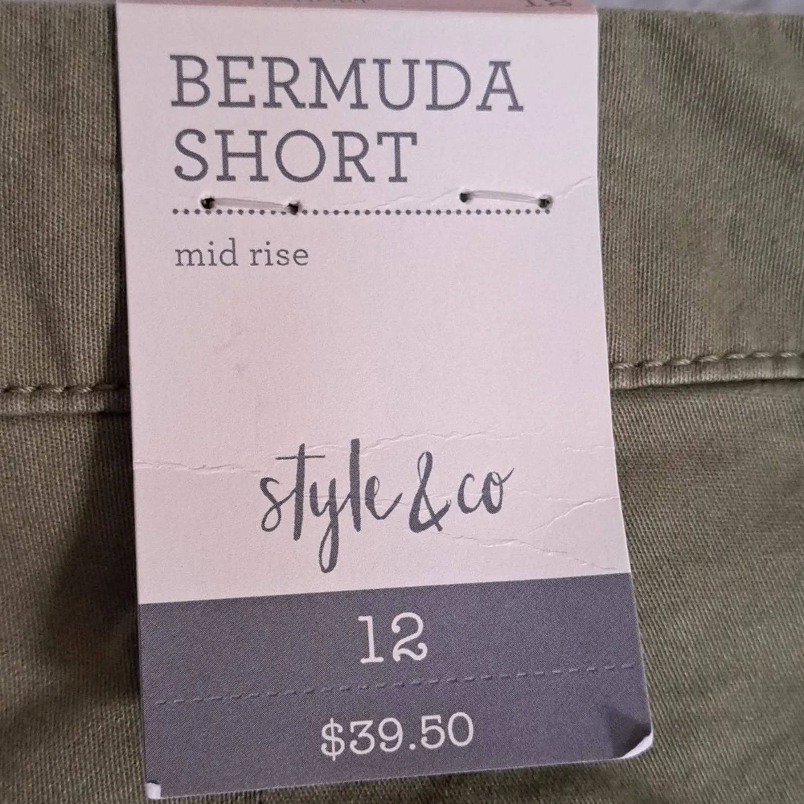 Style & Co Roll Cuff Bermuda Shorts Dry Grass