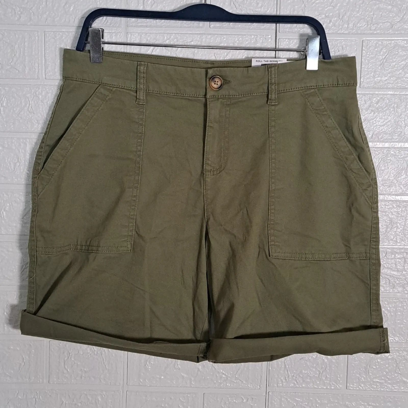 Style & Co Roll Cuff Bermuda Shorts Dry Grass