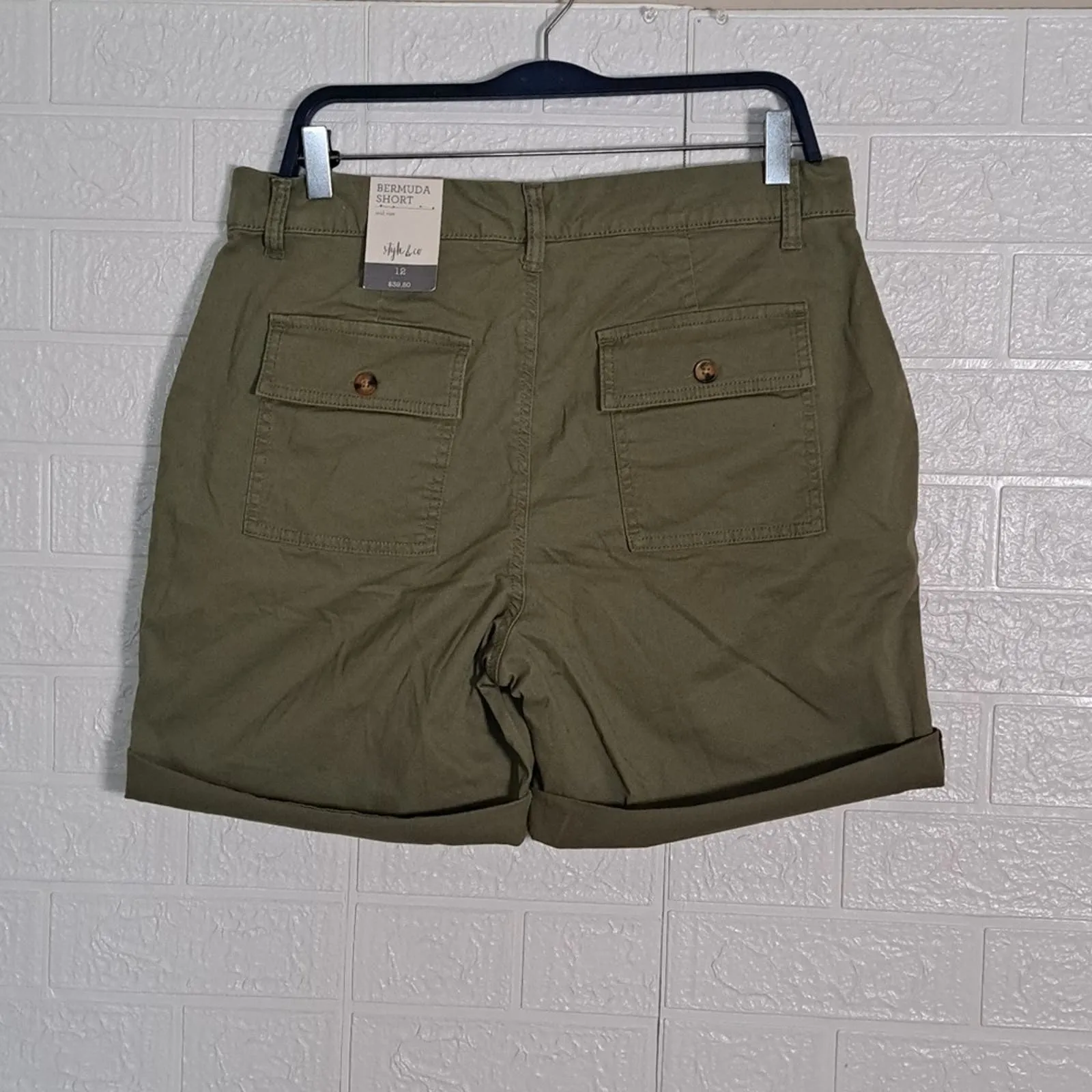 Style & Co Roll Cuff Bermuda Shorts Dry Grass