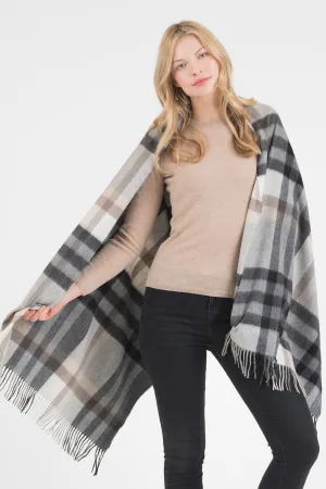 Tartan 2 Cashmere Stole - Black Grey