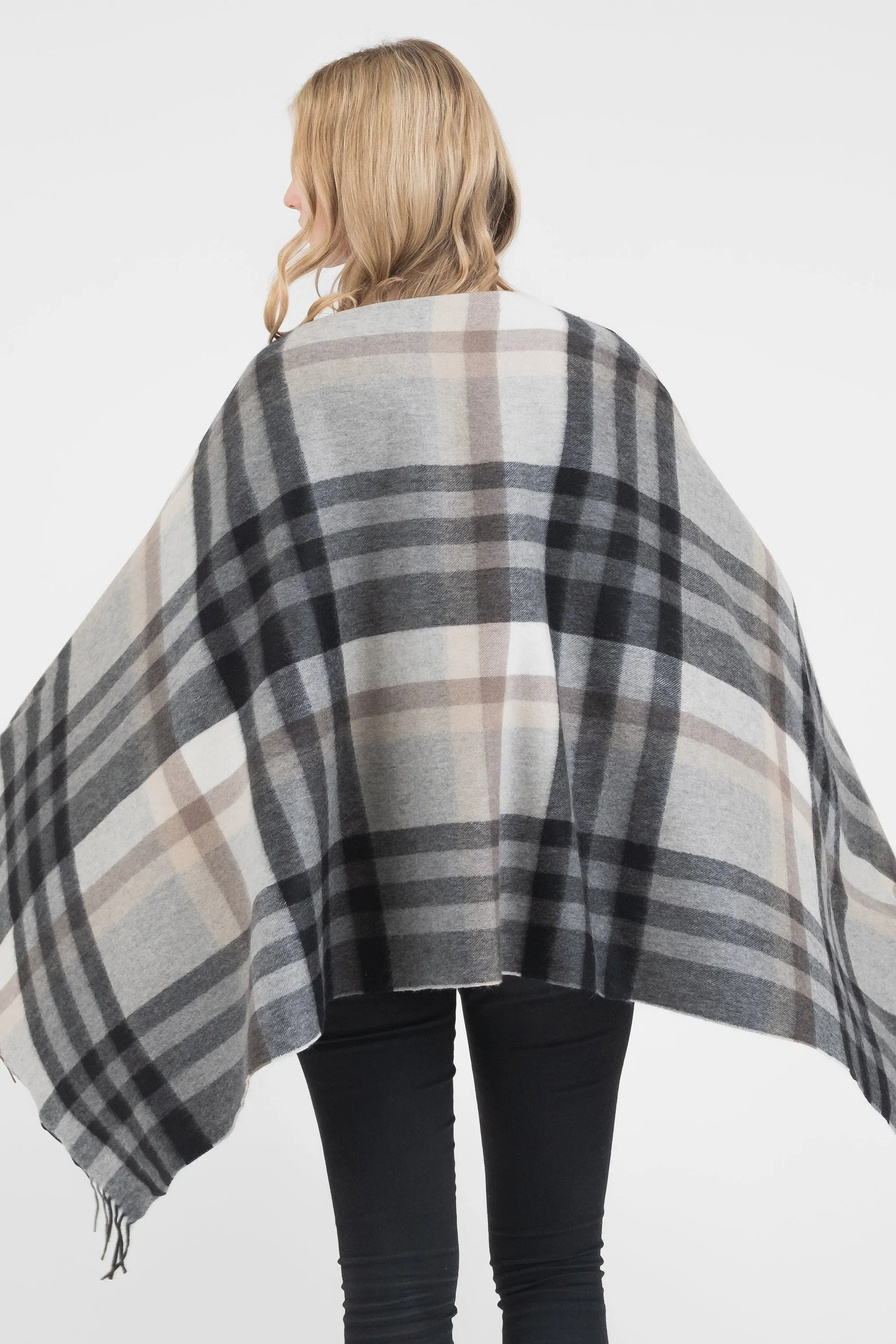 Tartan 2 Cashmere Stole - Black Grey