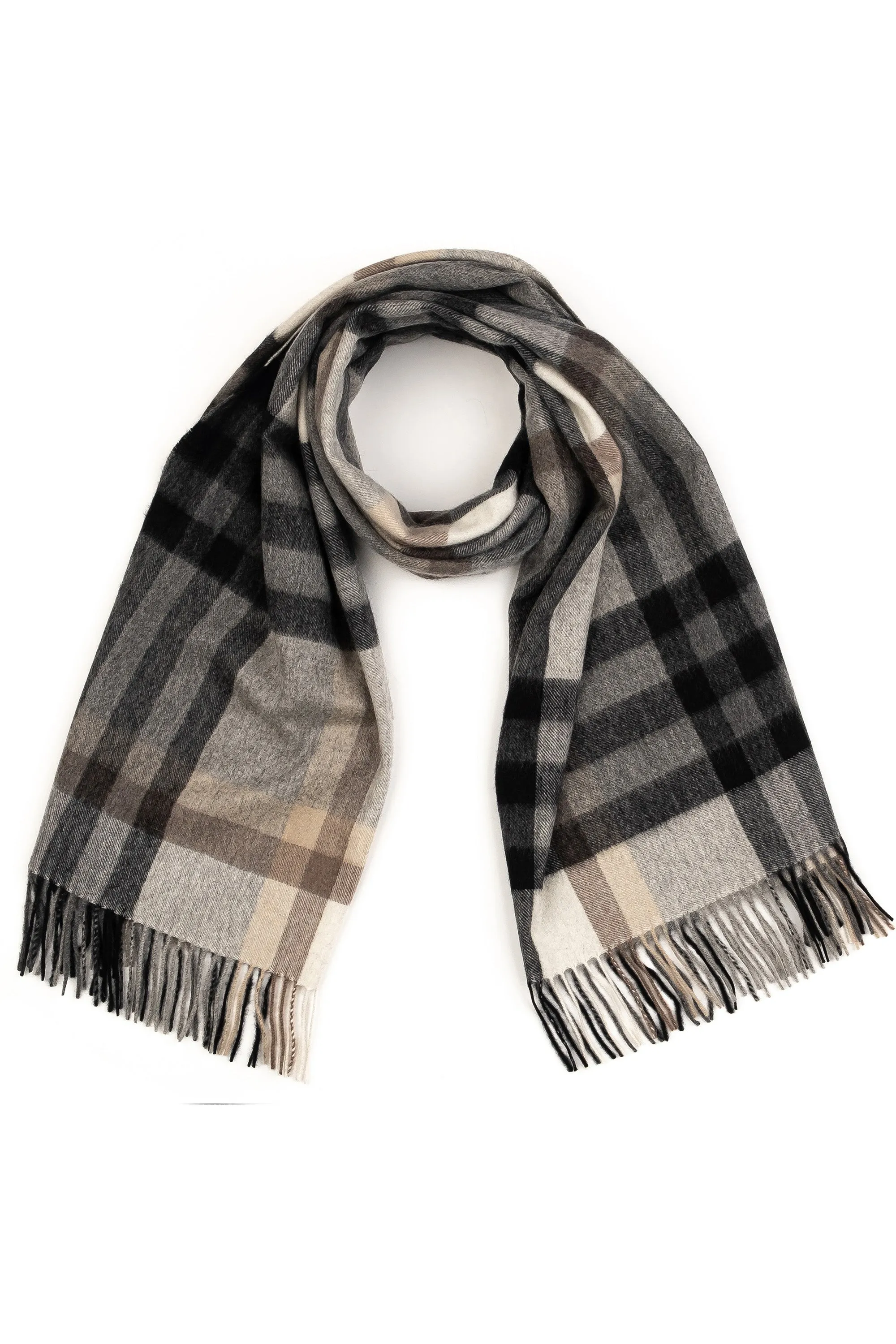 Tartan 2 Cashmere Stole - Black Grey