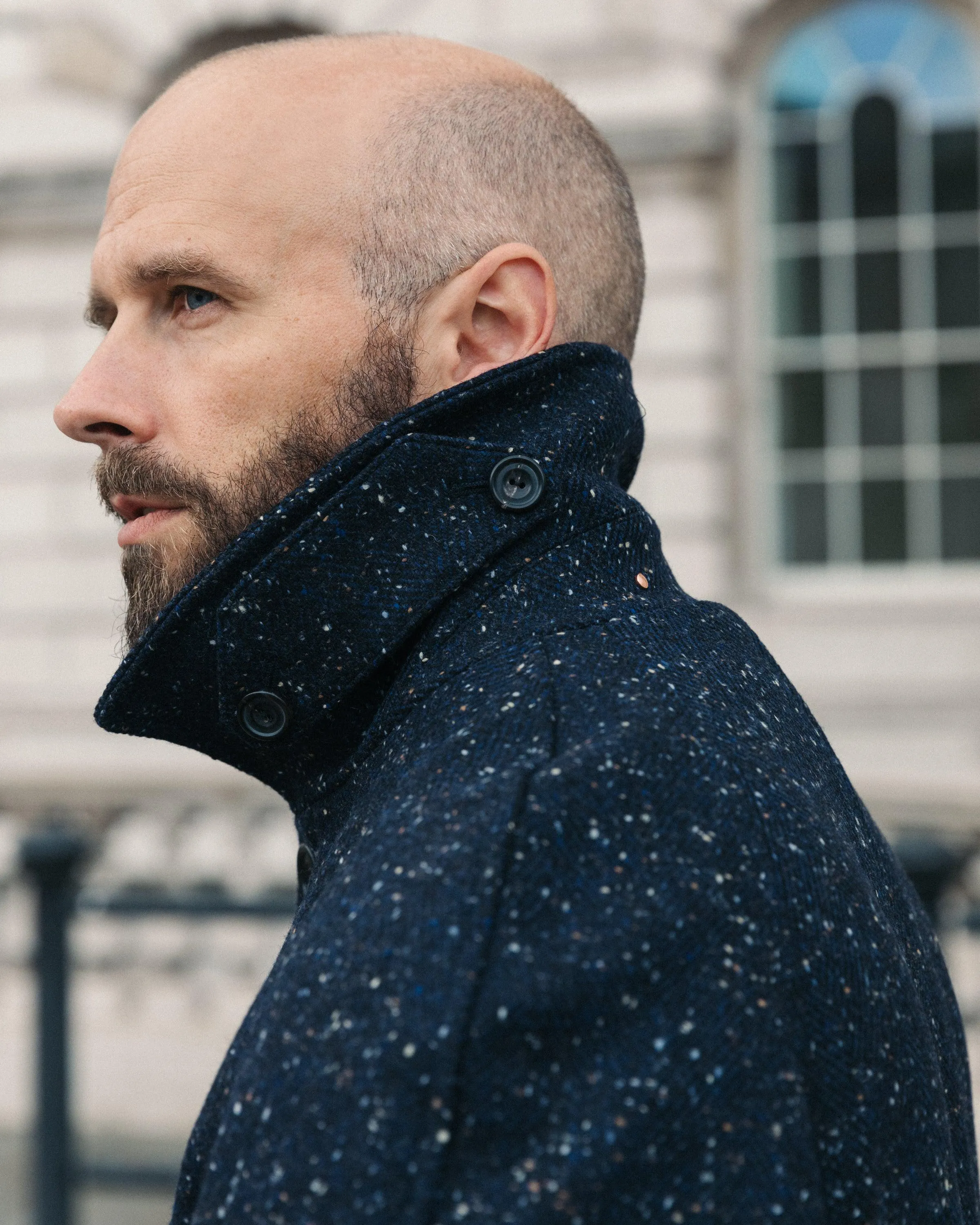 The Navy Permanent Style Donegal Overcoat