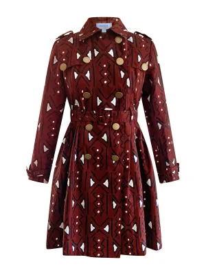 TRIBAL PRINT TRENCH COAT DRESS