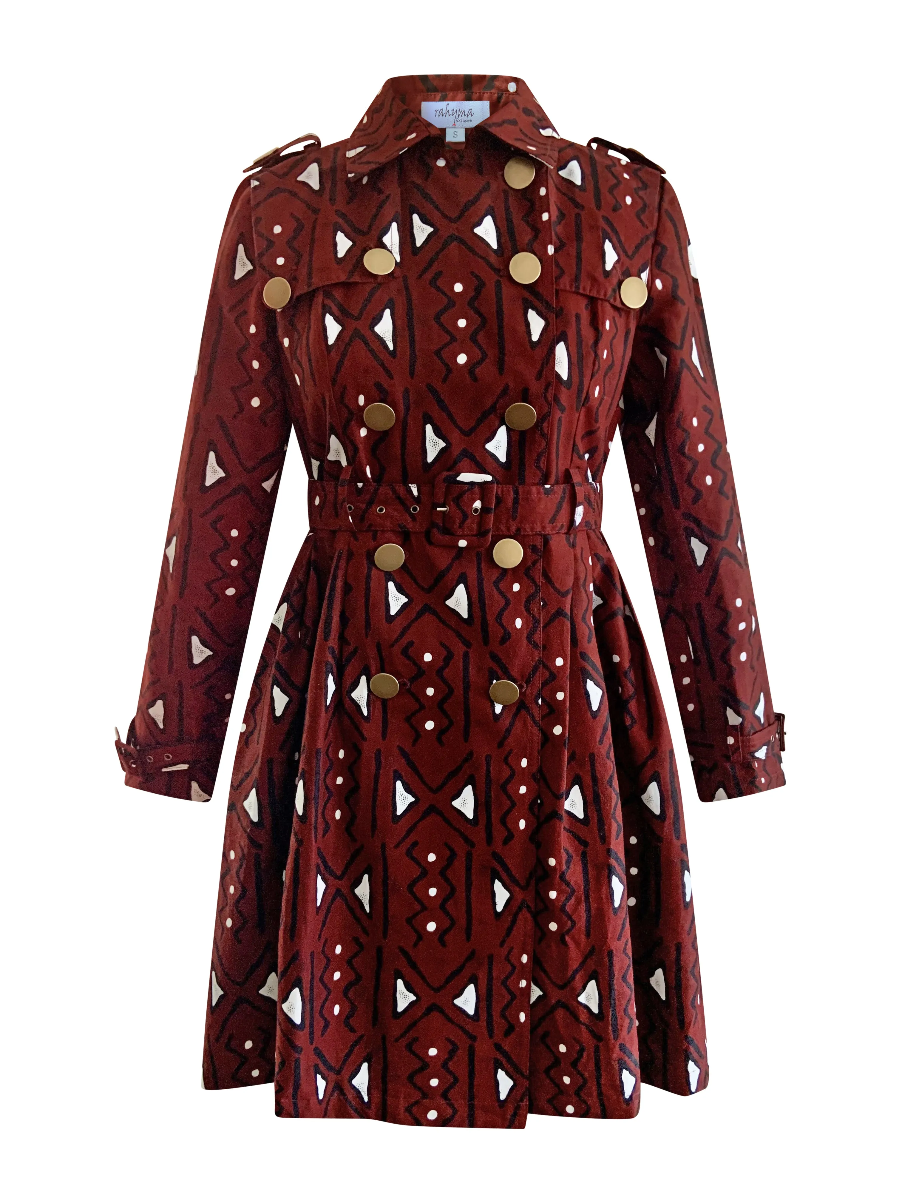 TRIBAL PRINT TRENCH COAT DRESS