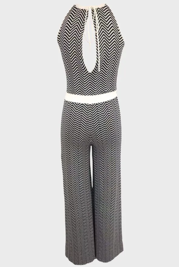 Two-Tone Wool Blend Jumpsuit