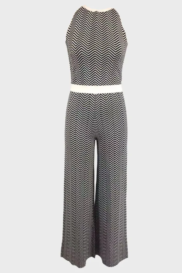 Two-Tone Wool Blend Jumpsuit