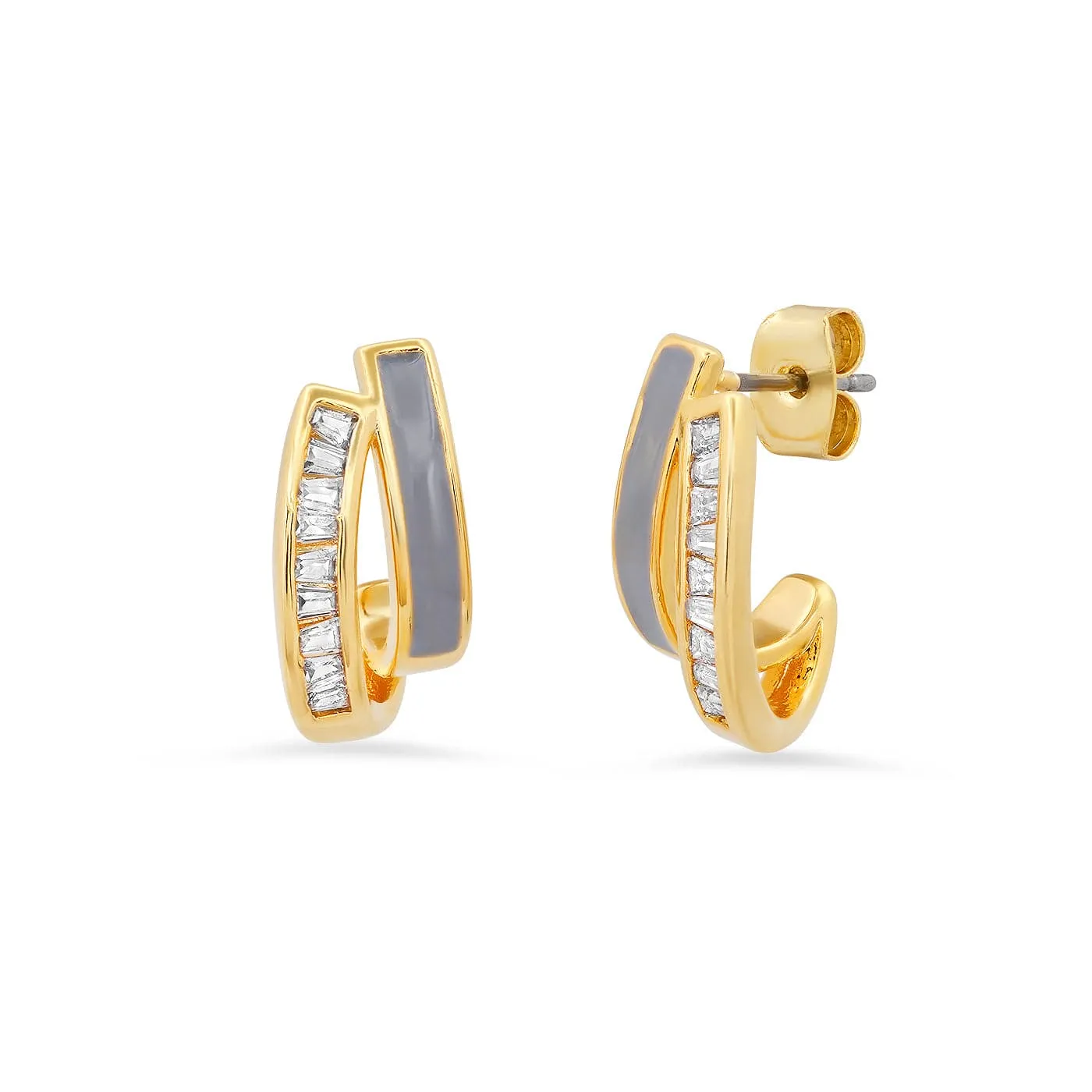 Vintage Style Channel Set CZ and Enamel Earrings