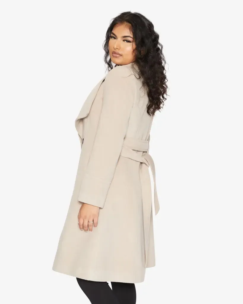 Waterfall Lapel Double Breasted Duster Coat