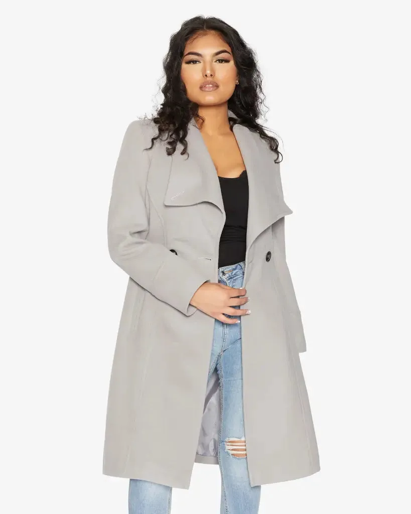 Waterfall Lapel Double Breasted Duster Coat