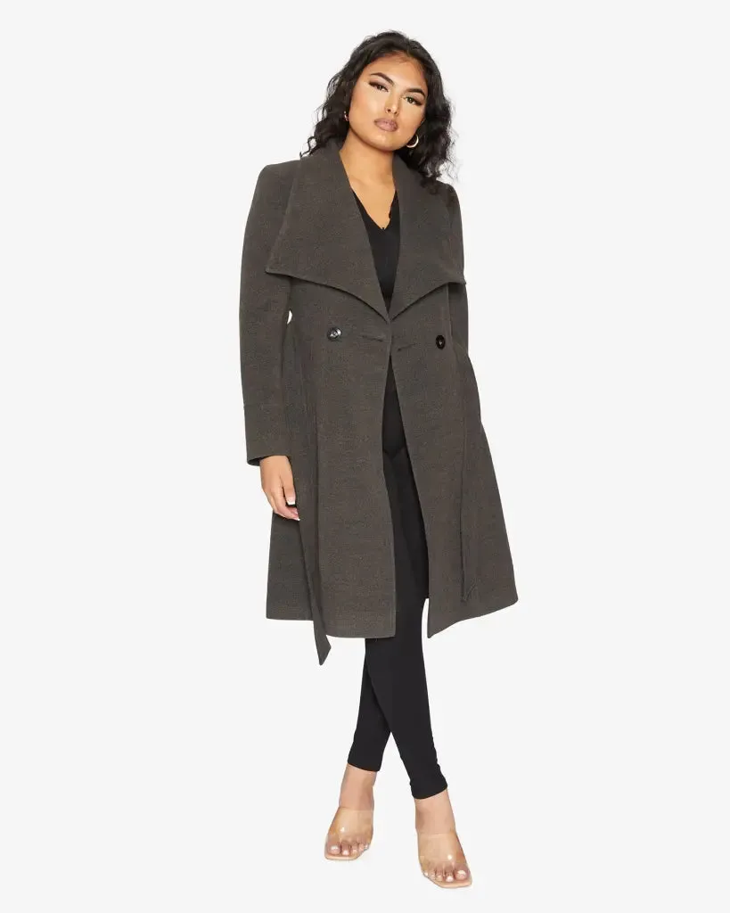 Waterfall Lapel Double Breasted Duster Coat