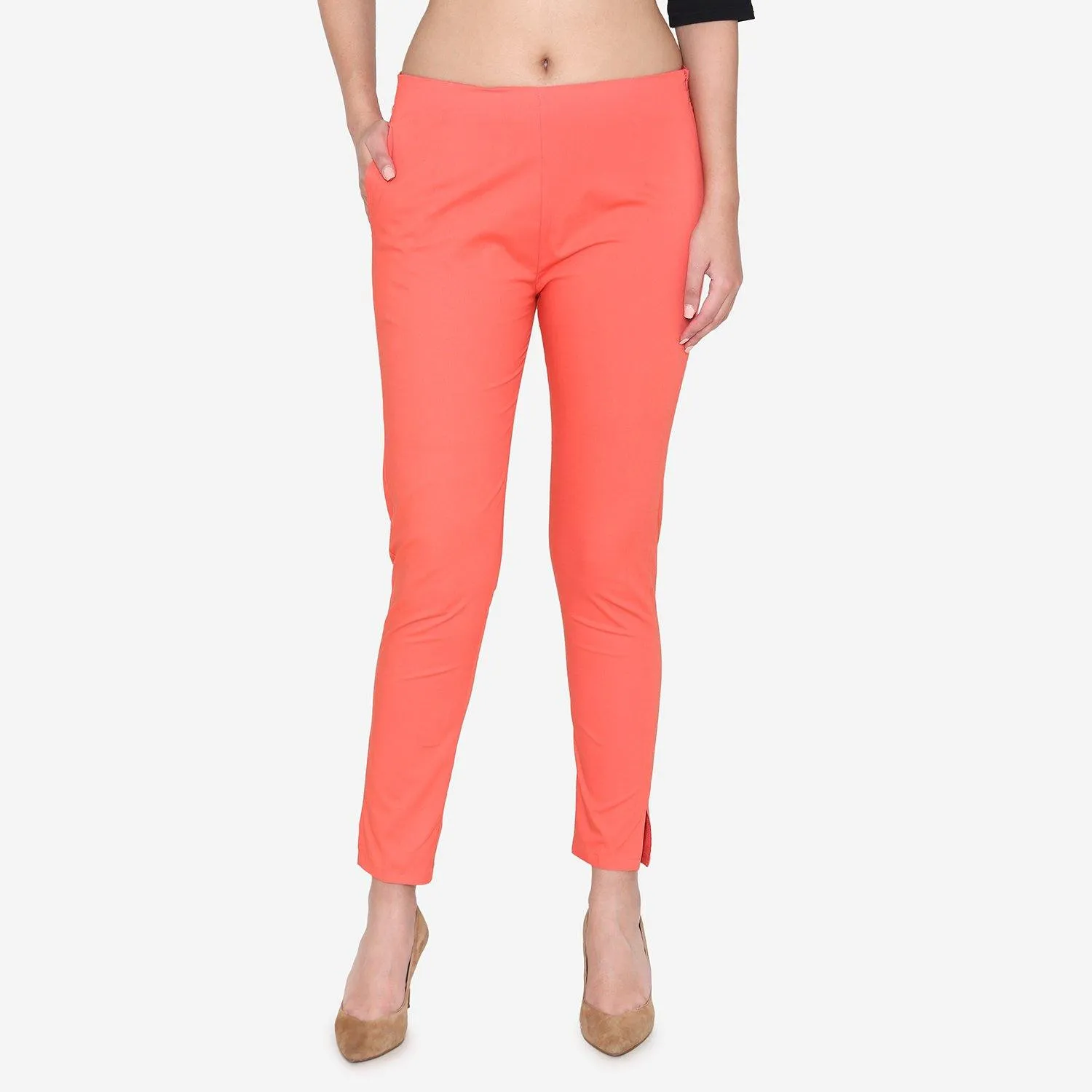 Women's Cotton Formal Trousers - Cherry