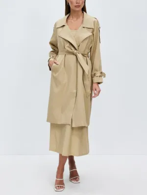 Women's Fall Dressy Office Double Breasted Maxi Khaki Long Trench Coat Overcoat by Kaja Clothing-Lilith coat